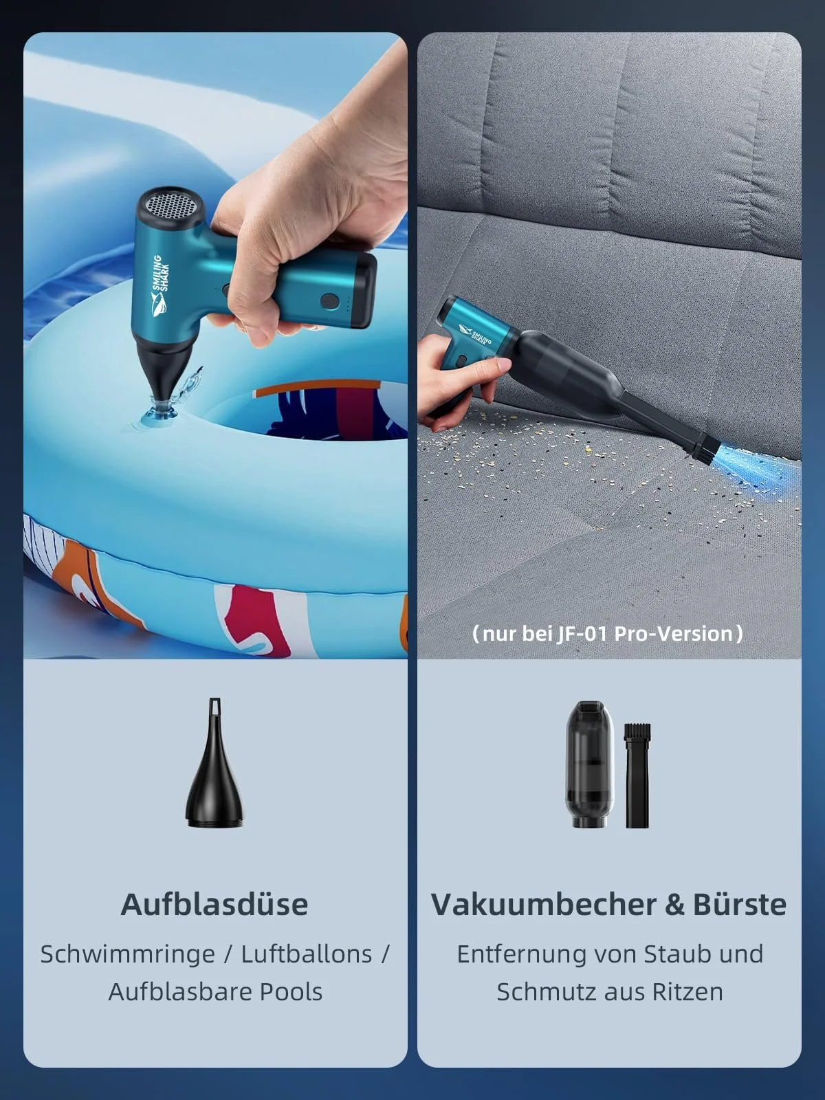 Електричний очищувач Smiling Shark JF-01 Pro 130000 RPM 5 Kpa LED підсвічування Blue, фото №6