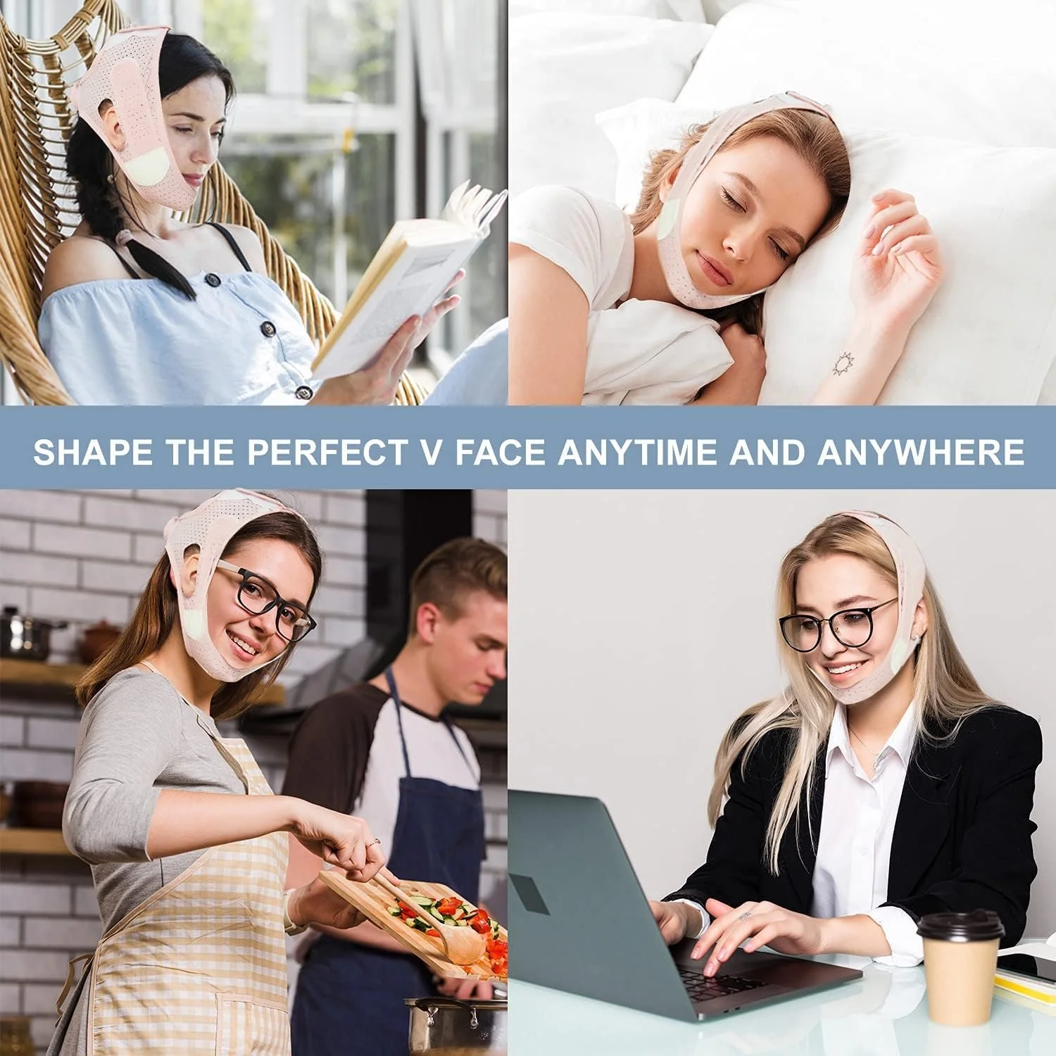 Маска для контуру обличчя Beauty Face Contouring Sleeping Mask Kinn, багаторазова для підтяжки обличчя, фото №3