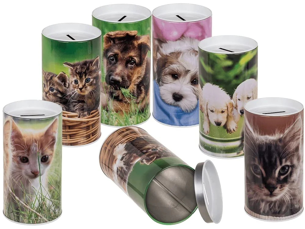 Копилка-пенал makio Puppy Dog Cat металлическая с крышкой White Dog, фото №3