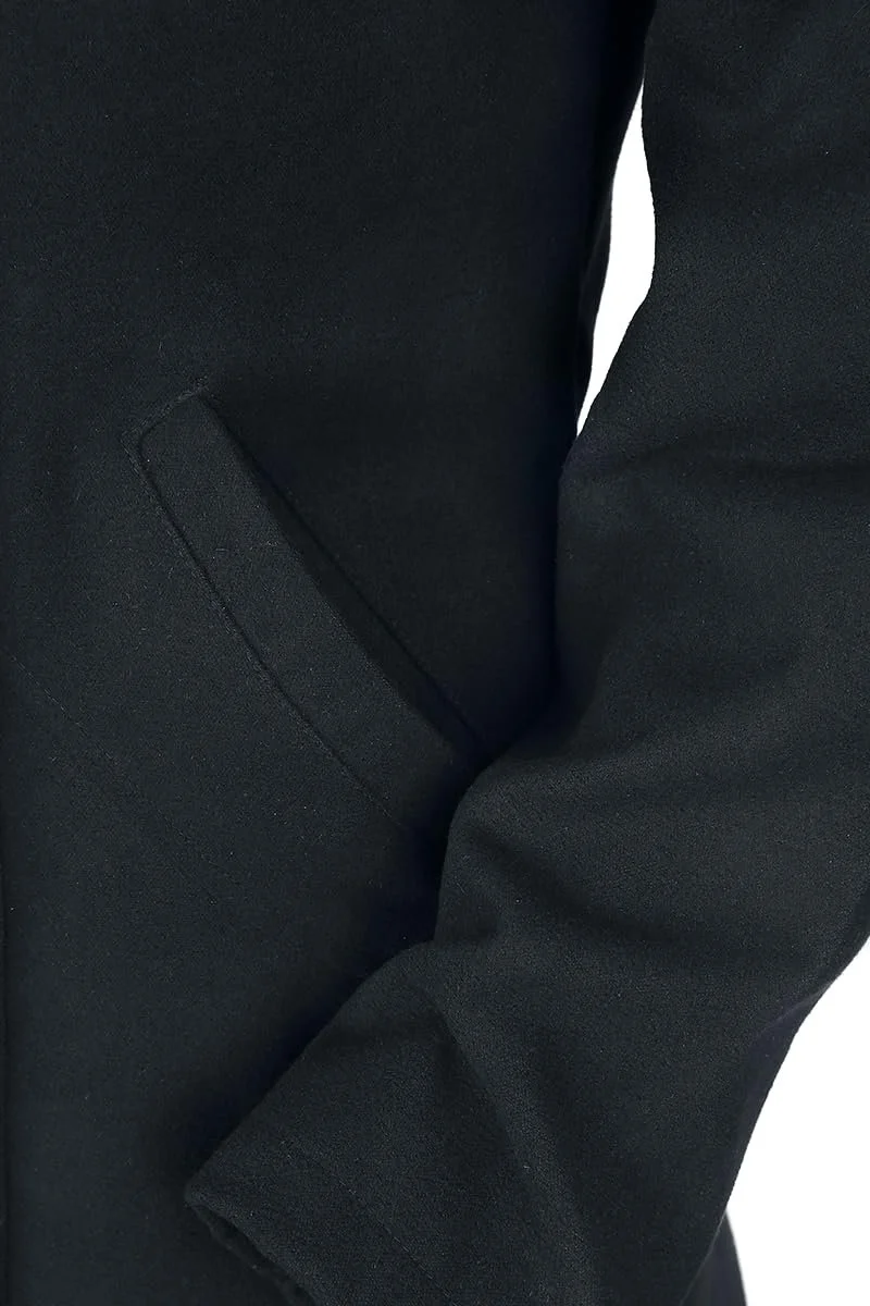 Пальто Gothicana by EMP Довге У стилі мілітарі Двобортне Чорне, фото №5