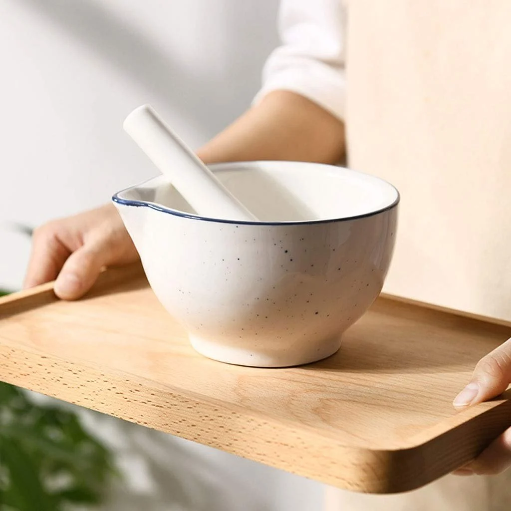 Ступка і товкачик керамічна ступка і товкачик порцеляновий подрібнювач спецій, миска, песто, фото №7