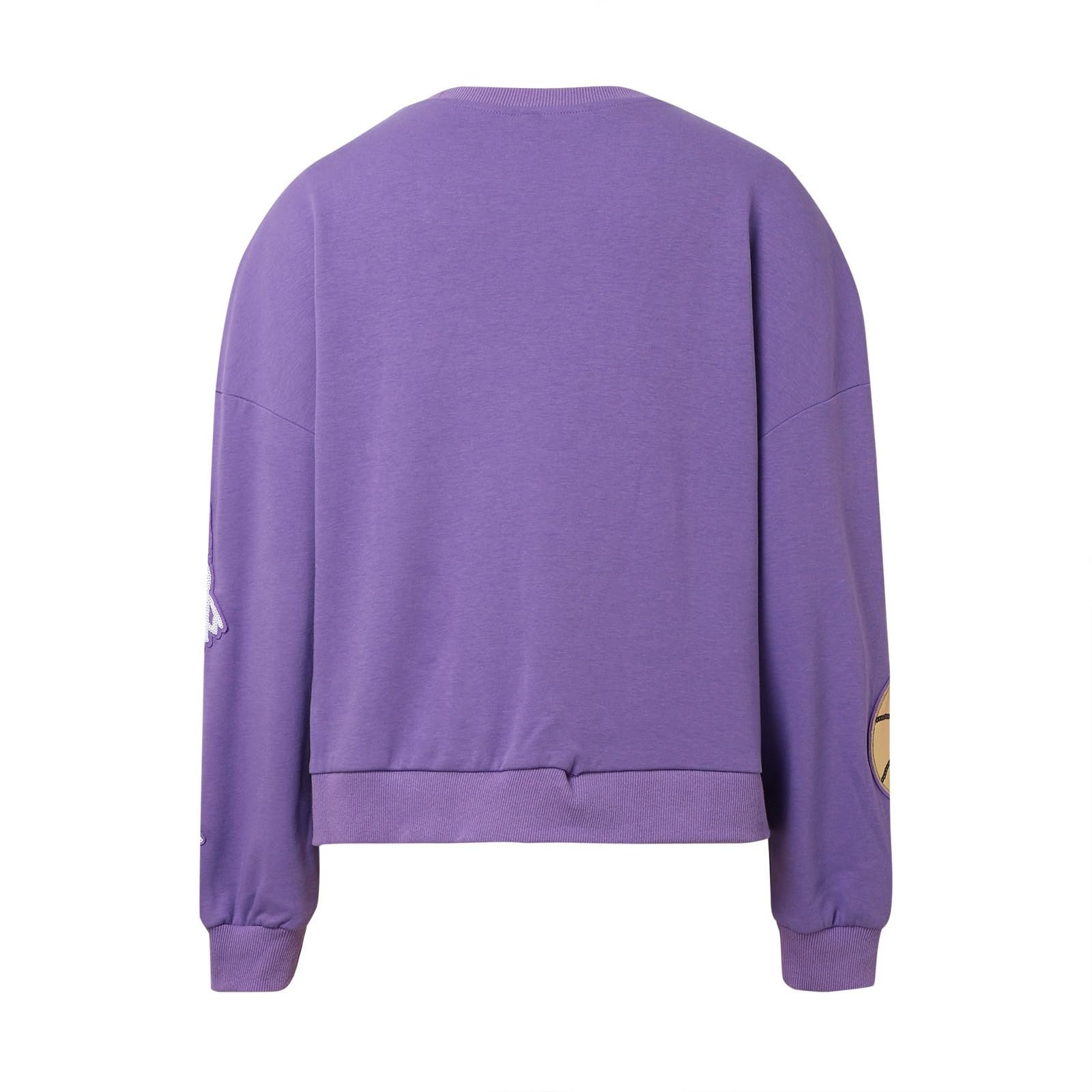 Женские баскетбольные пуловеры Western Модные вышитые топы 2025 Университет Длинный рукав Блестки Блестящий круглый вырез Мода Однотонный Y2K Свободный крой Модные свитшоты, фото №2