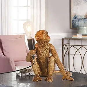 Настільна лампа Мавпа ретро полірезина золотиста synthetic.ua - Фото 1