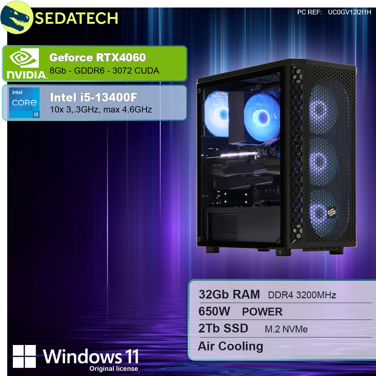 ПК Sedatech Pro Gaming Intel i5-13400F RTX4060 32GB RAM 2TB SSD M.2 Windows 11, фото №2