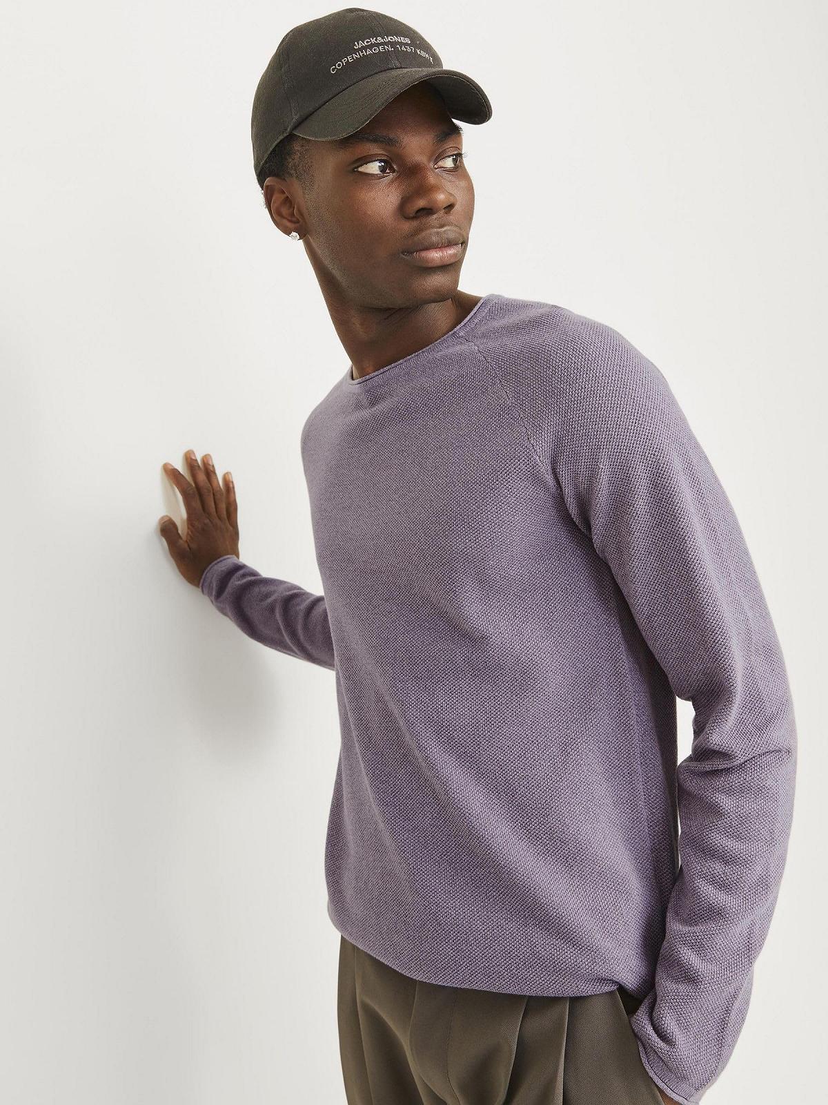 Вязаный пуловер JACK & JONES JJEHILL мужской, с круглым вырезом, базовый, с длинными рукавами, хлопковая рубашка, фото №7