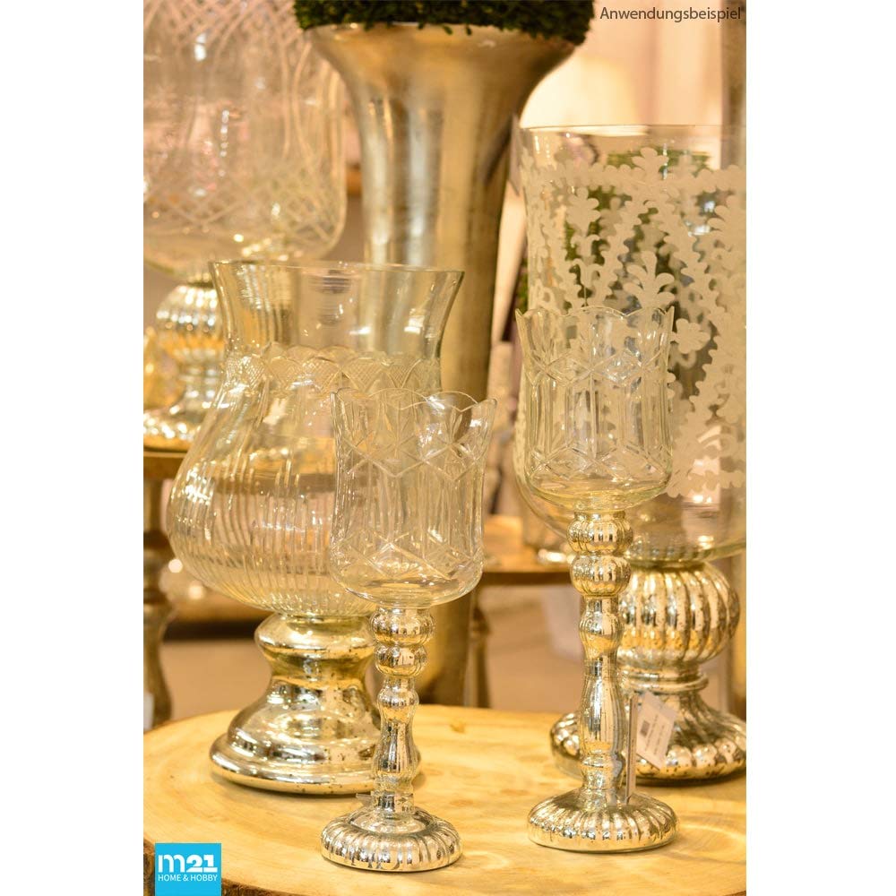 Підсвічник matches21 Candle Holder Silver Antique Glass Candle Holder Knob Thickening Shabby Скло 10 x 27.5 см, фото №3