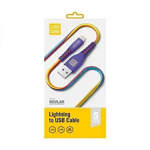 Кабель Luxe Cube Kevlar USB-Lightning 1.2м, радужный 8886668686341 - Фото 1
