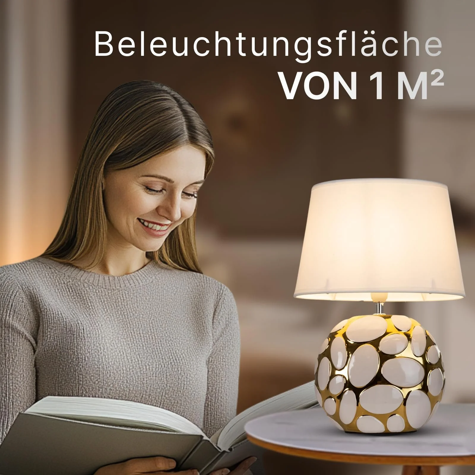 Настільна лампа ARTE LAMP Poppy LED з текстильним абажуром Хром/Білий, фото №9