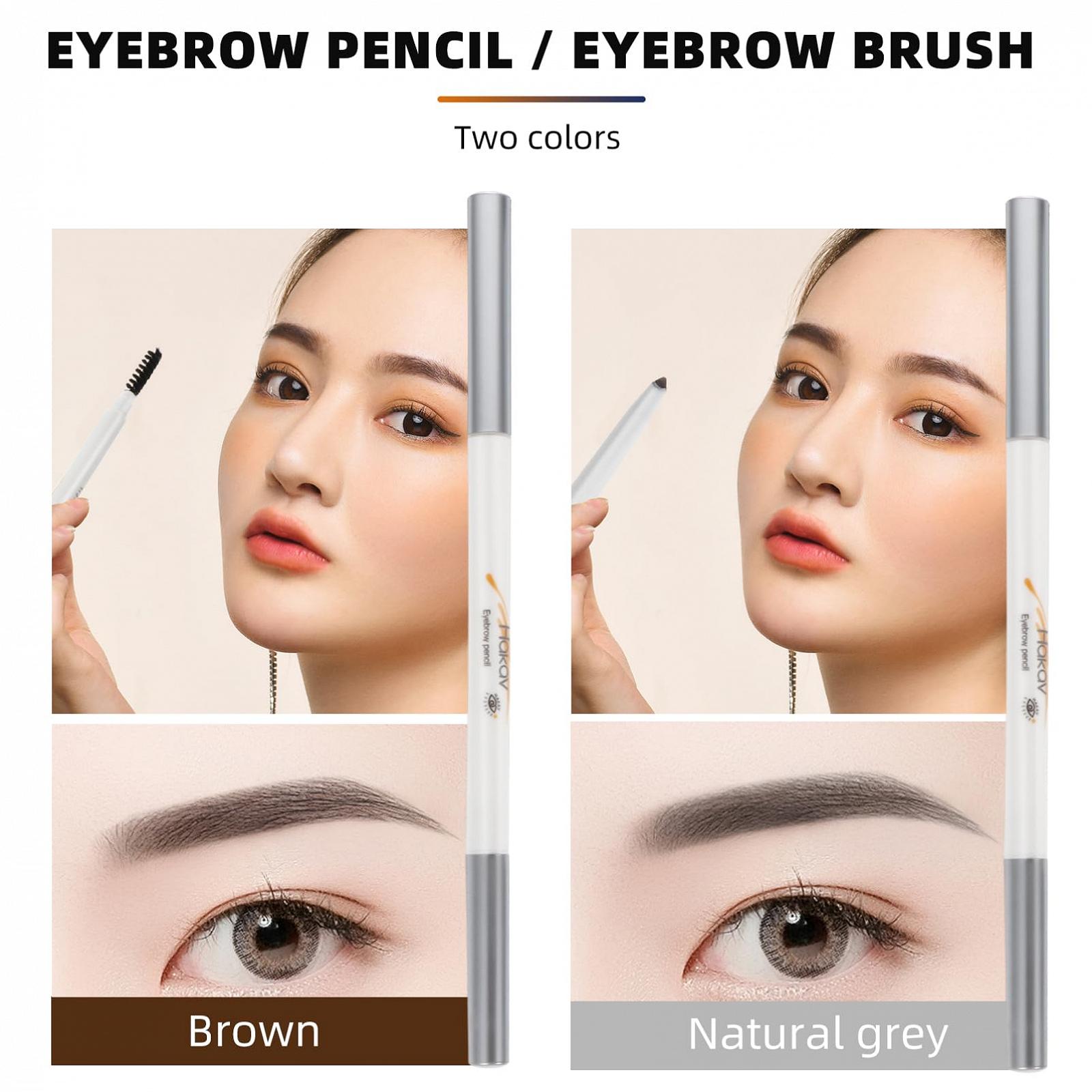 Олівець для брів FRCOLOR з подвійним наконечником водостійкий набір 6 шт коричневий з пензлем, фото №4