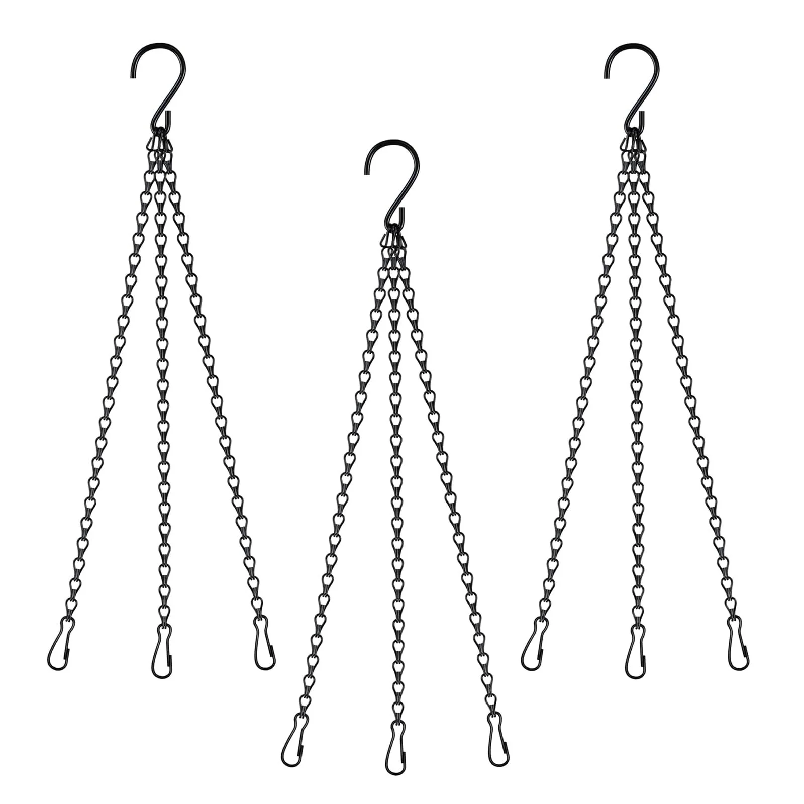 Ланцюжки для підвісних горщиків 3 шт. металеві чорні 40 см, фото №1 Ланцюжки для підвісних горщиків 3 шт. металеві чорні 40 см, фото №1