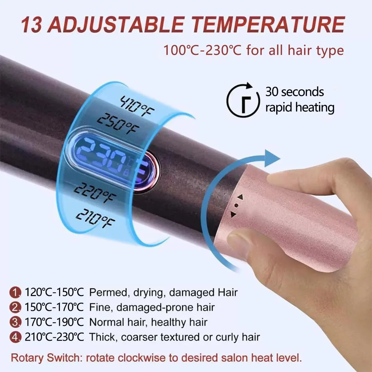 Выпрямитель и плойка 2 в 1 LCD-дисплей, 10 уровней температуры (140-230°C), плавающие 3D-пластины, фото №5
