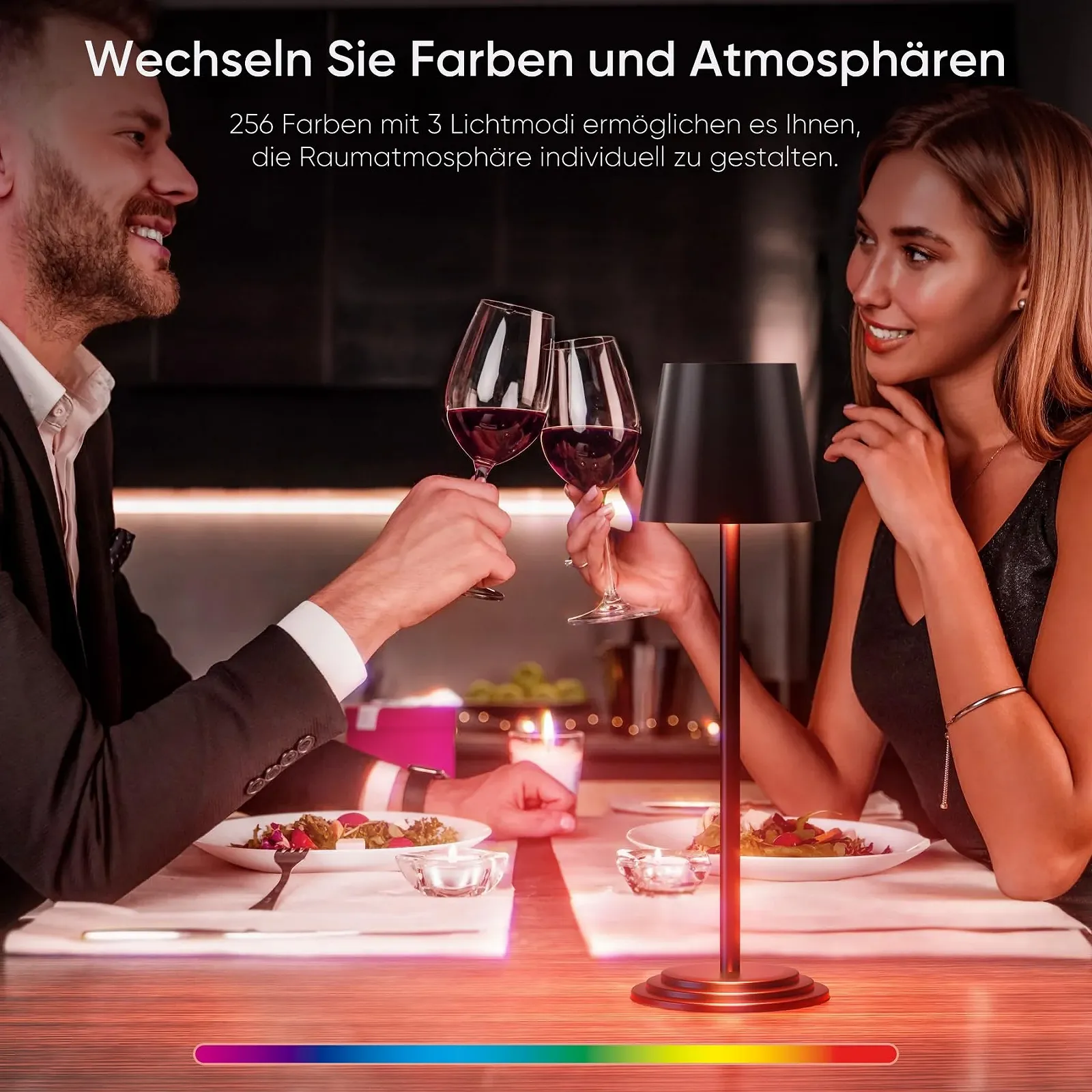 Настільна лампа Бездротова Водонепроникна IP44 Набір із 2 шт. Сенсорна Димерна LED 256 кольорів, фото №6