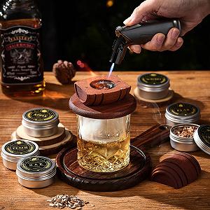 Набор для копчения виски ComboJoy с горелкой, 6 вкусов щепы, 2 стакана, 2 формы для льда synthetic.ua - Фото 1