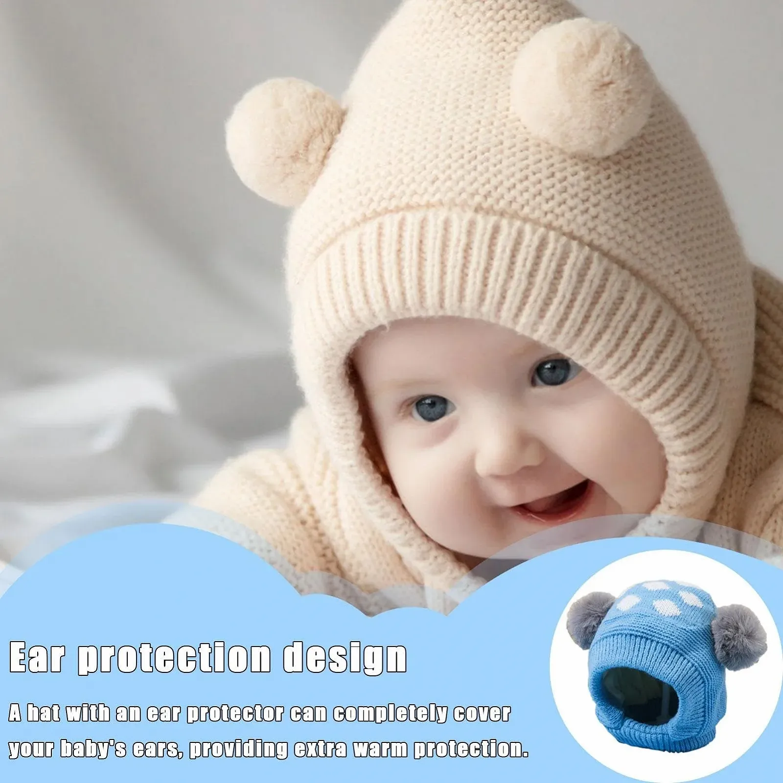 Вязаная шапка-ушанка Zqkimzi для детей, зимняя вязаная, фото №2 Вязаная шапка-ушанка Zqkimzi для детей, зимняя вязаная, фото №2