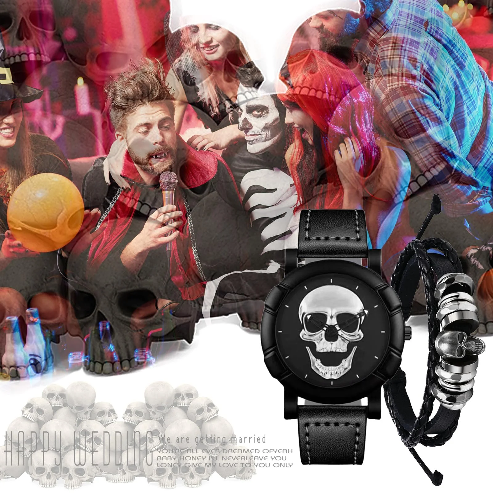 Годинник OIDEA Чоловічий Набір Totenkopf: 2 шт. з черепом, фото №5 Годинник OIDEA Чоловічий Набір Totenkopf: 2 шт. з черепом, фото №5