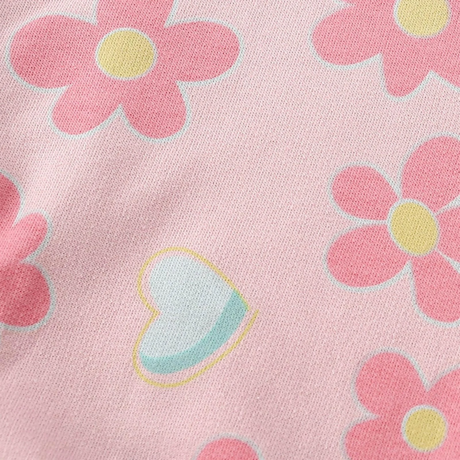 Світшот для дівчинки з квітковим і серцевим принтом, повсякденна, з круглим вирізом, фото №2