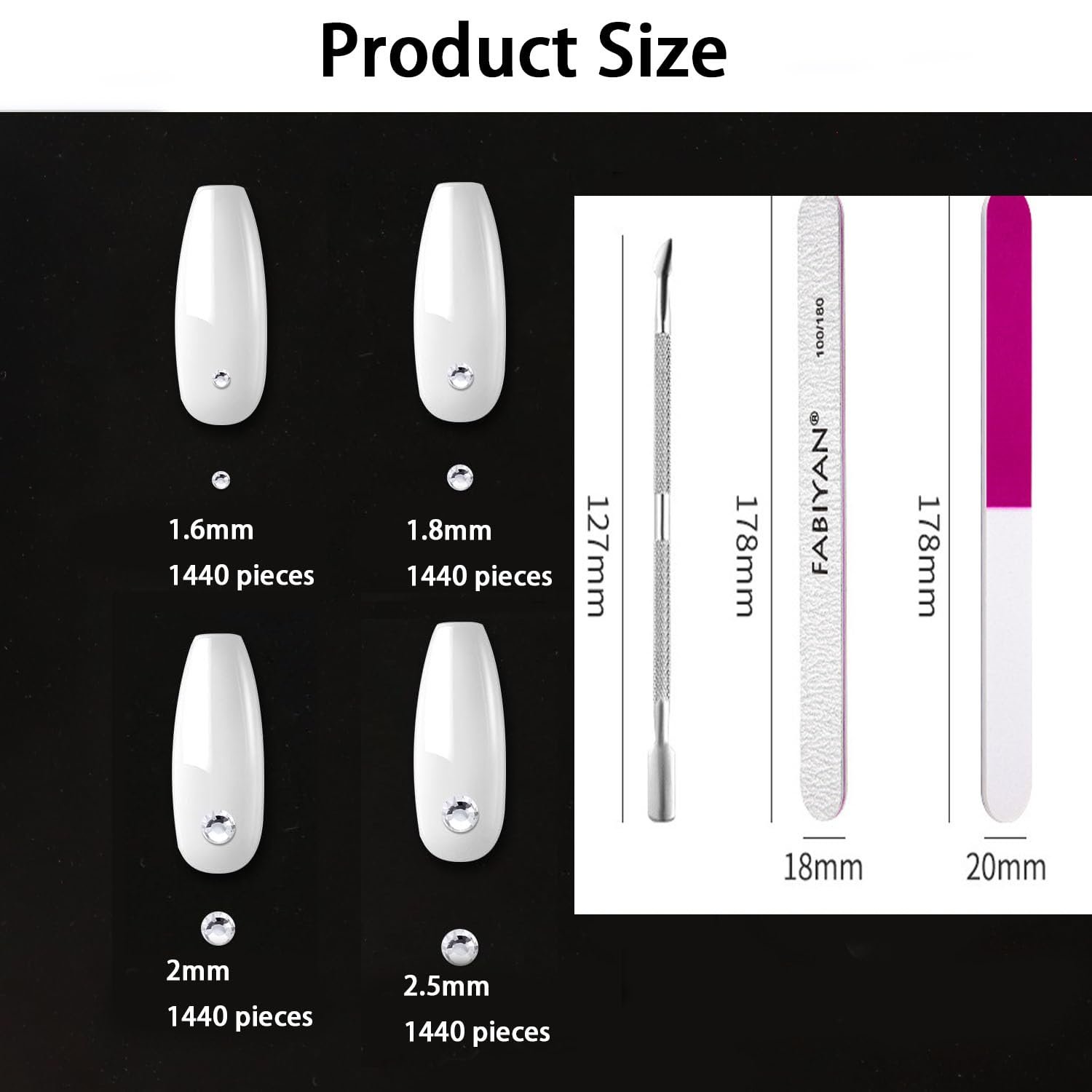 Стразы для ногтей 5760 шт., блестящие камни для ногтей, бисер для ногтей со стразами с пинцетом для DIY украшений для маскарадных платьев, включает 5 инструментов для маникюра, фото №2