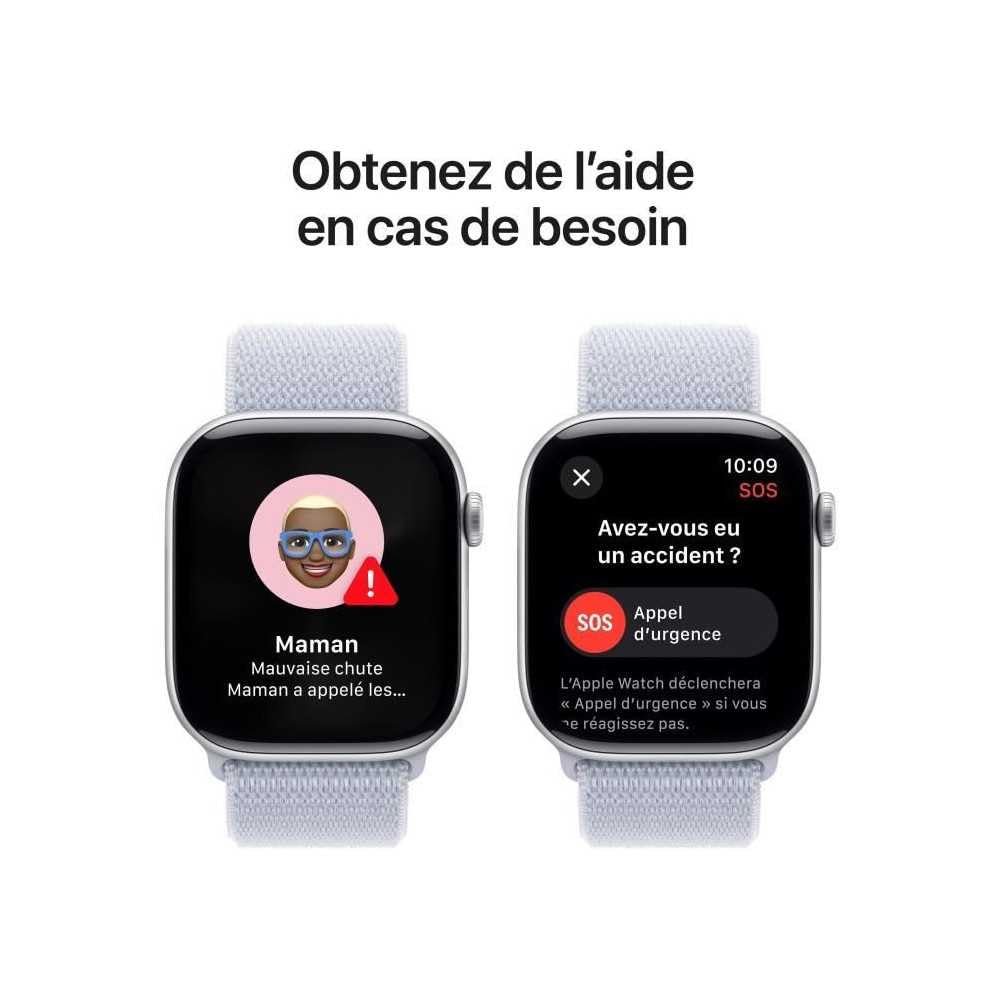 Смарт-годинник Apple Series 10 (GPS + Cellular 46 мм) Алюмінієвий корпус сріблястий, спортивний браслет «Синя хмара» (One Size), фото №6