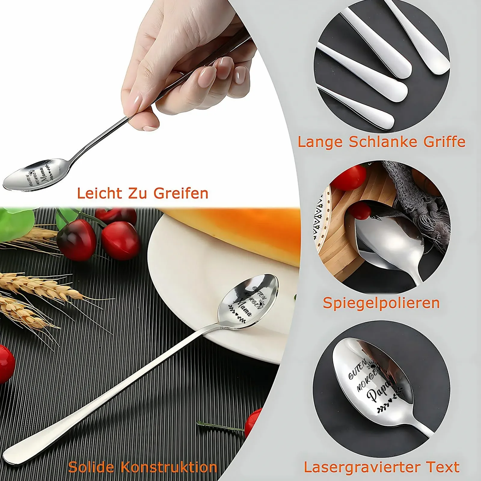 Ложка Кавова з гравіюванням Good Morning Mum and Dad, 2 шт., фото №4