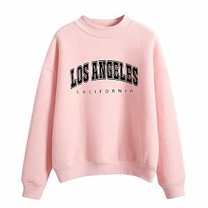 Женская Толстовка с принтом Los Angeles, Колледж, эстетическая зимняя одежда, Аниме, персонализированная, Калифорния, однотонная, круглый вырез, высокий воротник, длинные рукава, свободный крой - Фото 1