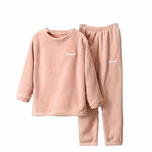 Комплект дитячої теплої однотонної піжами для дівчаток - Фото 1