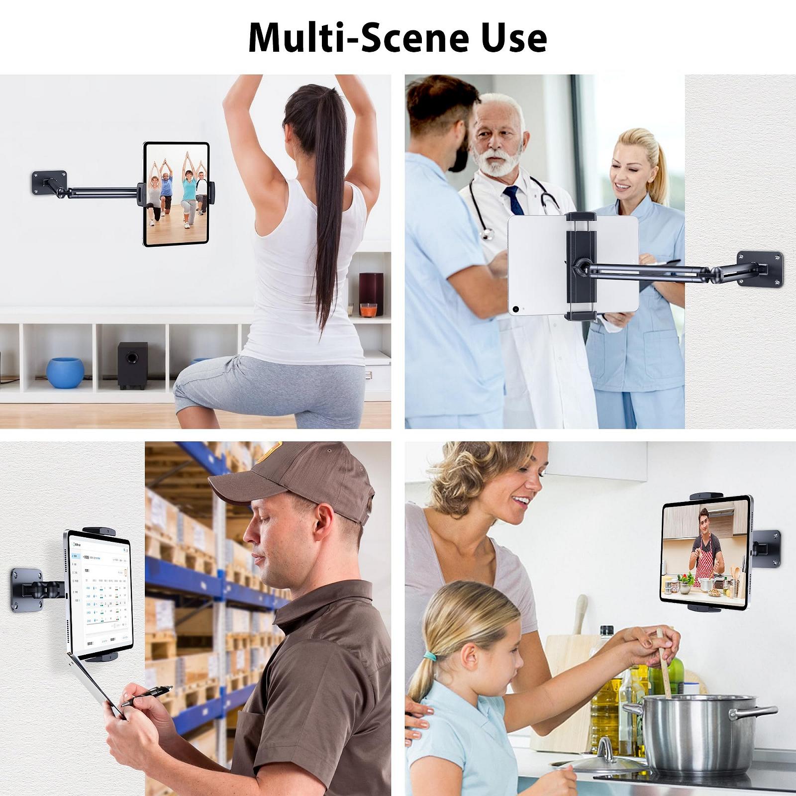 Настінне кріплення для планшета CreaDream, регулювання 360 для настінної підставки для iPad з металевою основою, сумісне з iPad Pro, Mini, Air, телефонами, усіма пристроями 4,7-13 дюймів, фото №7