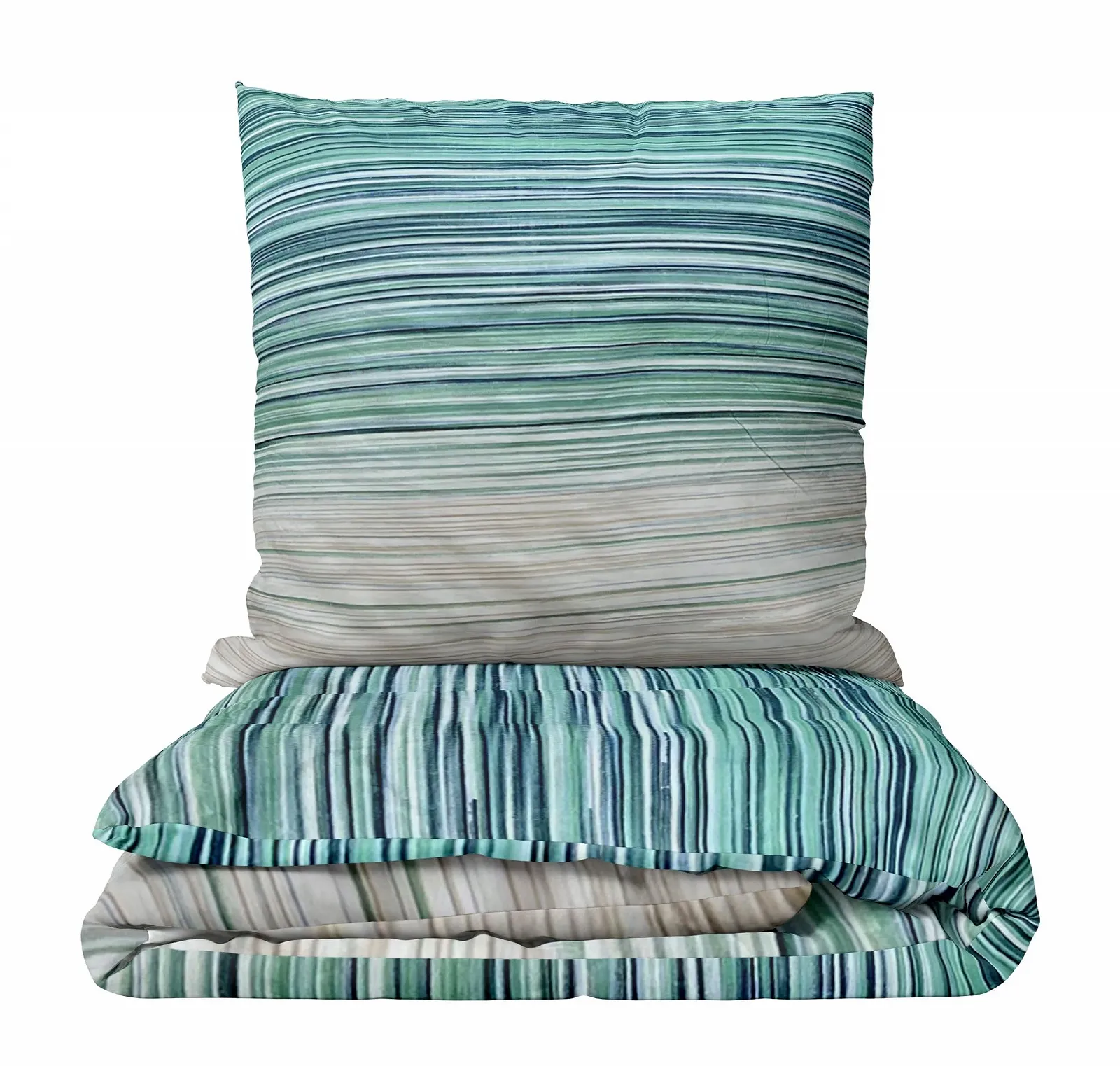 Комплект постельного белья Leonado Vicenti Cotton Renforce 135 x 200 см 2 предмета с молнией Серо-зеленый в полоску, фото №1