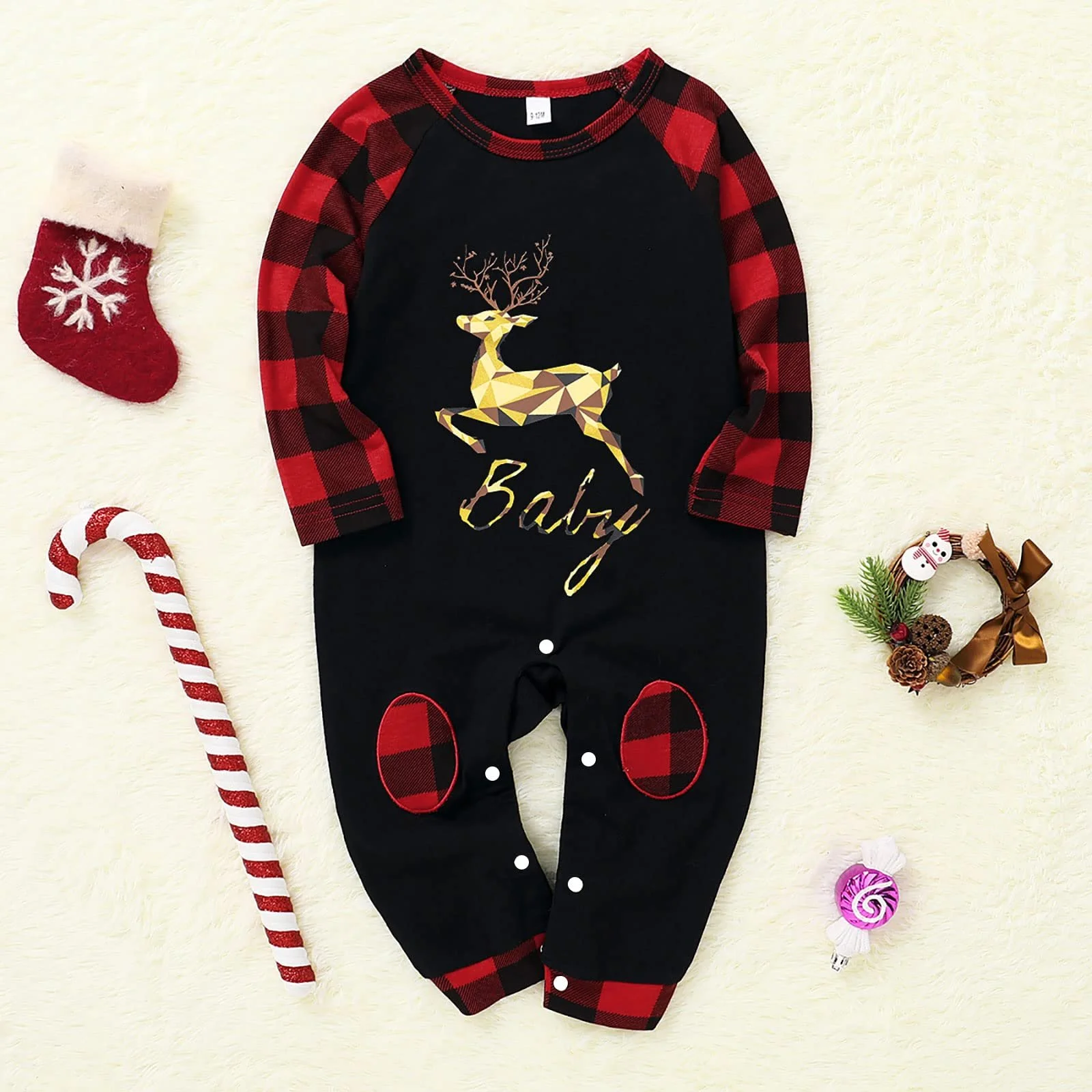 Комплект піжам Hinzonek Різдвяна сімейна Олень картата, фото №5