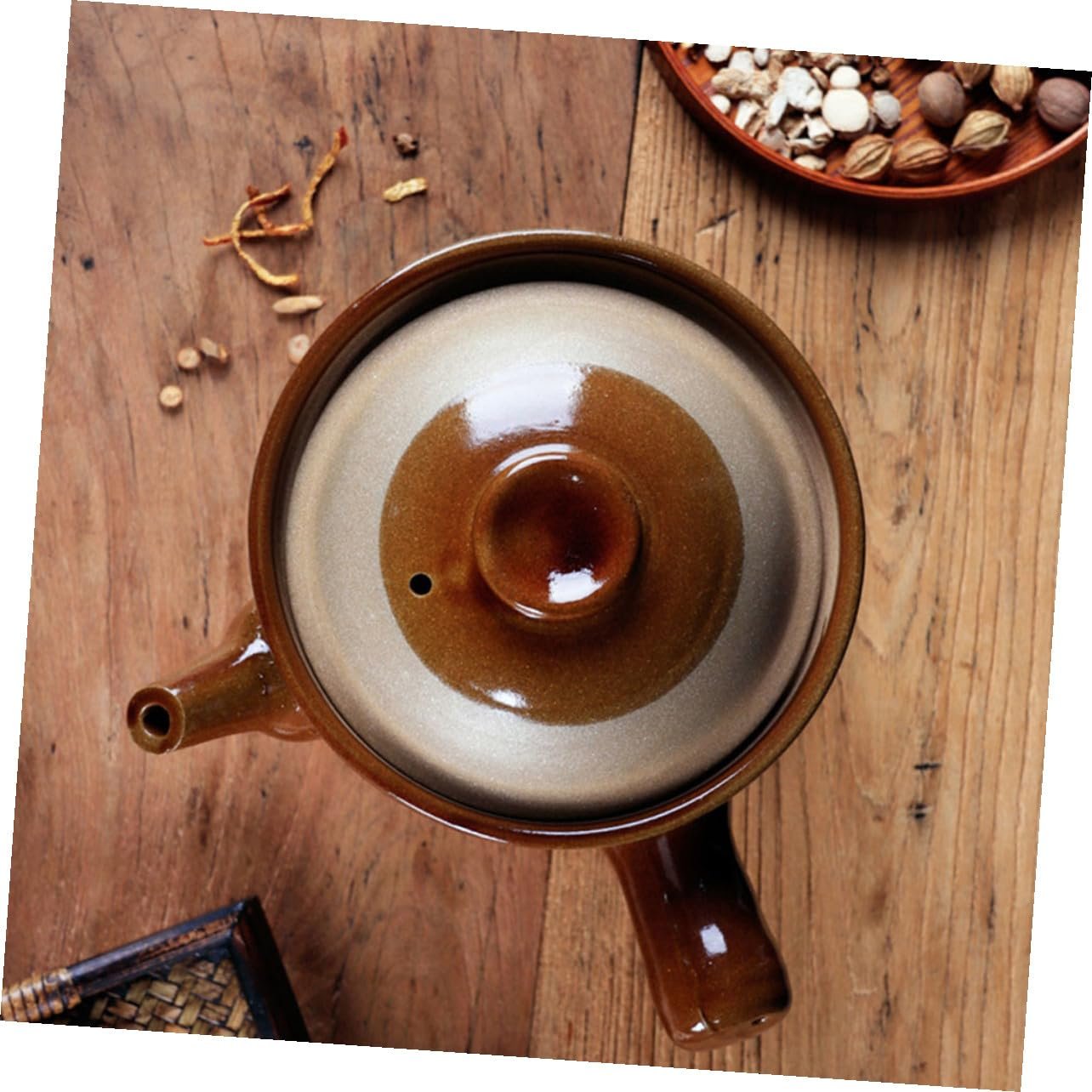 Горщик для тушкування керамічний з кришкою китайський, фото №4