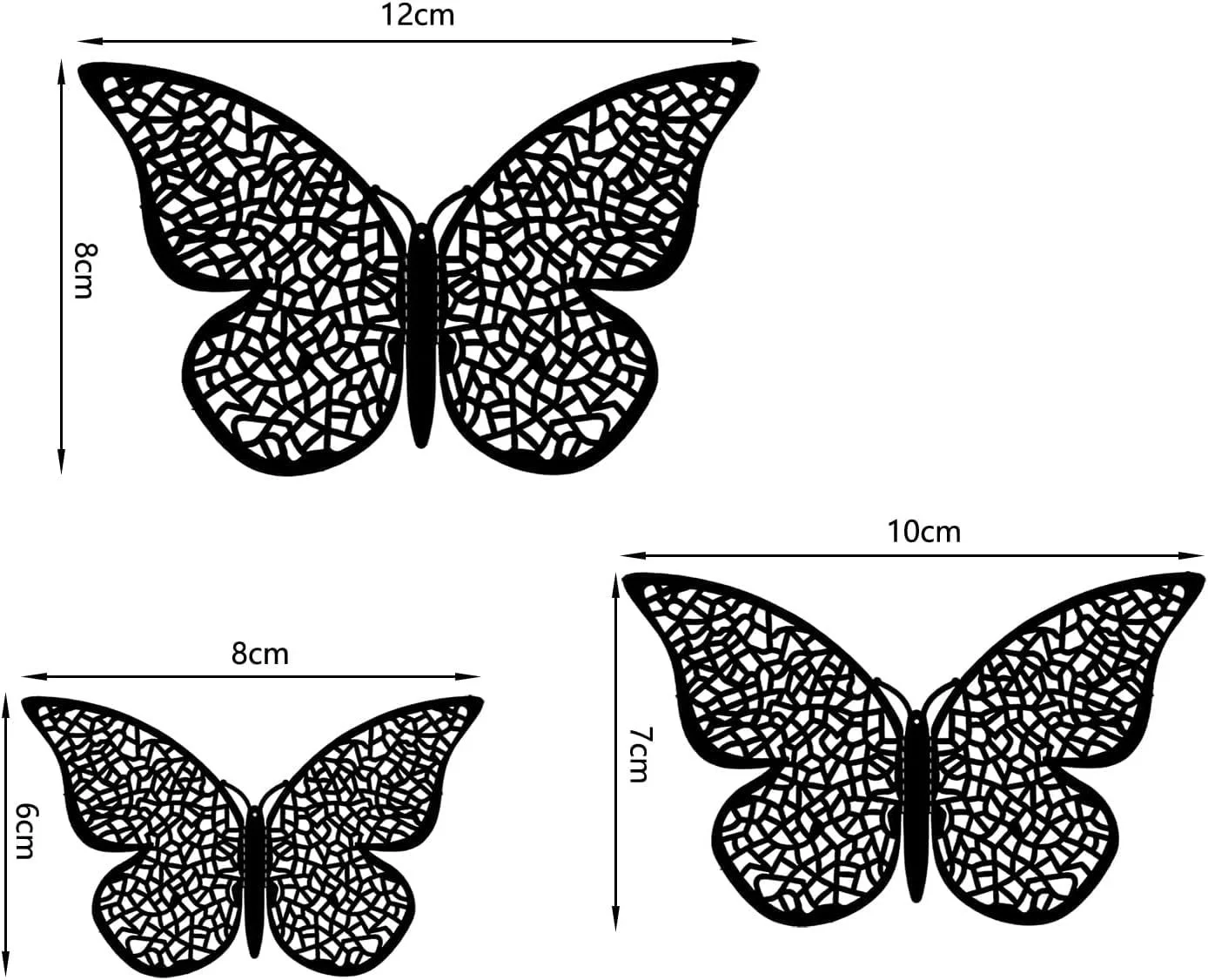 Наклейки на стіну 3D Метелики 150 шт. 3 розміри Ажурні Фіолетові, фото №6