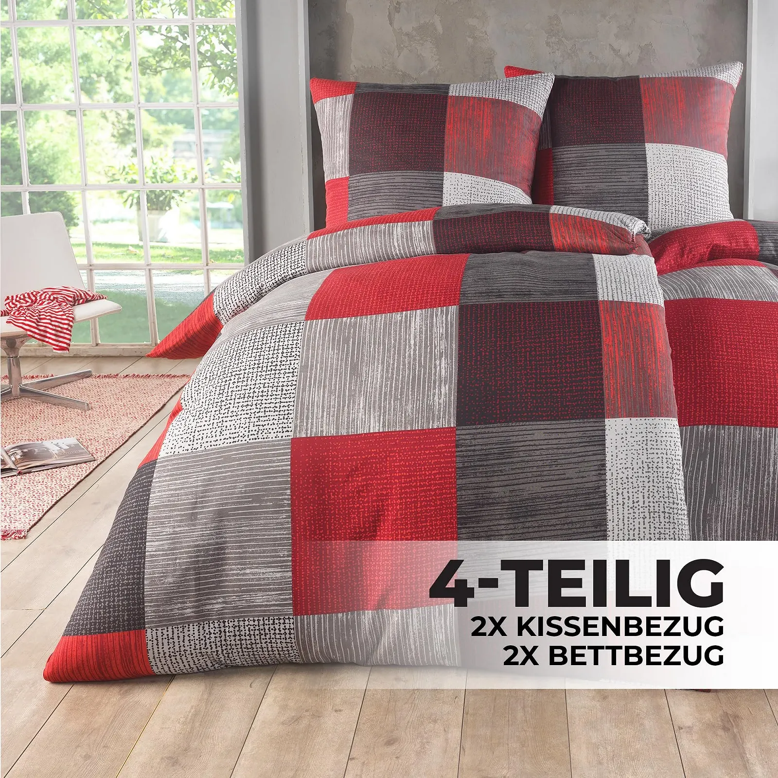 Комплект постільної білизни Kuscheli 4 предмети 2 підковдри 135 х 200 см 2 наволочки 80 х 80 см Сертифікат ÖkoTex Для алергіків Сучасний, фото №3