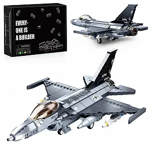 Конструктор Самолёт HIGH GODO F-16C Истребитель, Eurofighter Модель Масштаб 1:44 521 Деталь WW2 Немецкий Военный Самолёт, Подарок на День рождения от 6 лет Мальчикам или Взрослым - Фото 1