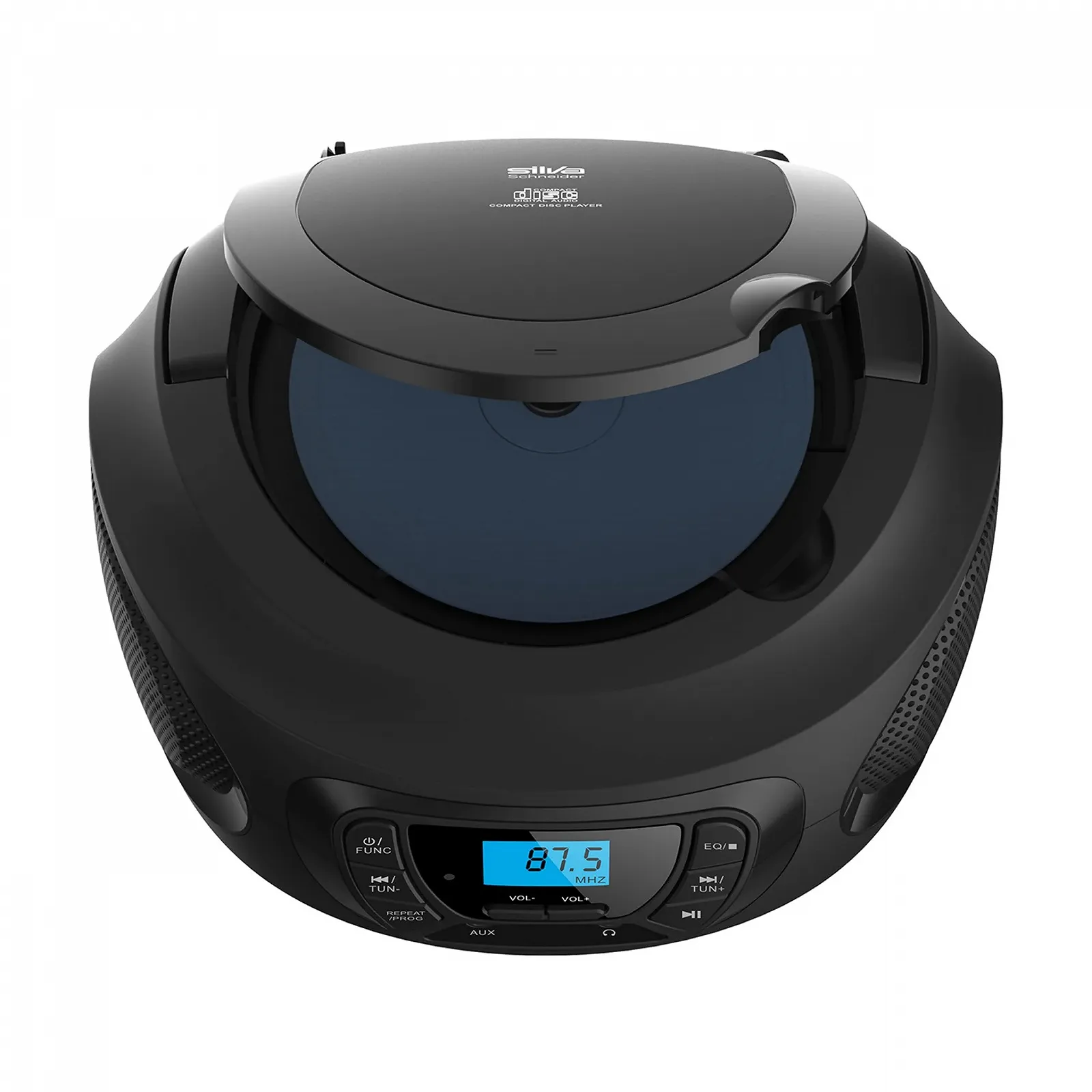 Магнітола CD-програвач Silva Schneider PCD 25.1 з FM PLL радіо, РК-дисплеєм, пам'яттю на 30 станцій, AUX-In та роз'ємом для навушників, живлення від мережі/акумулятора Чорний, фото №4