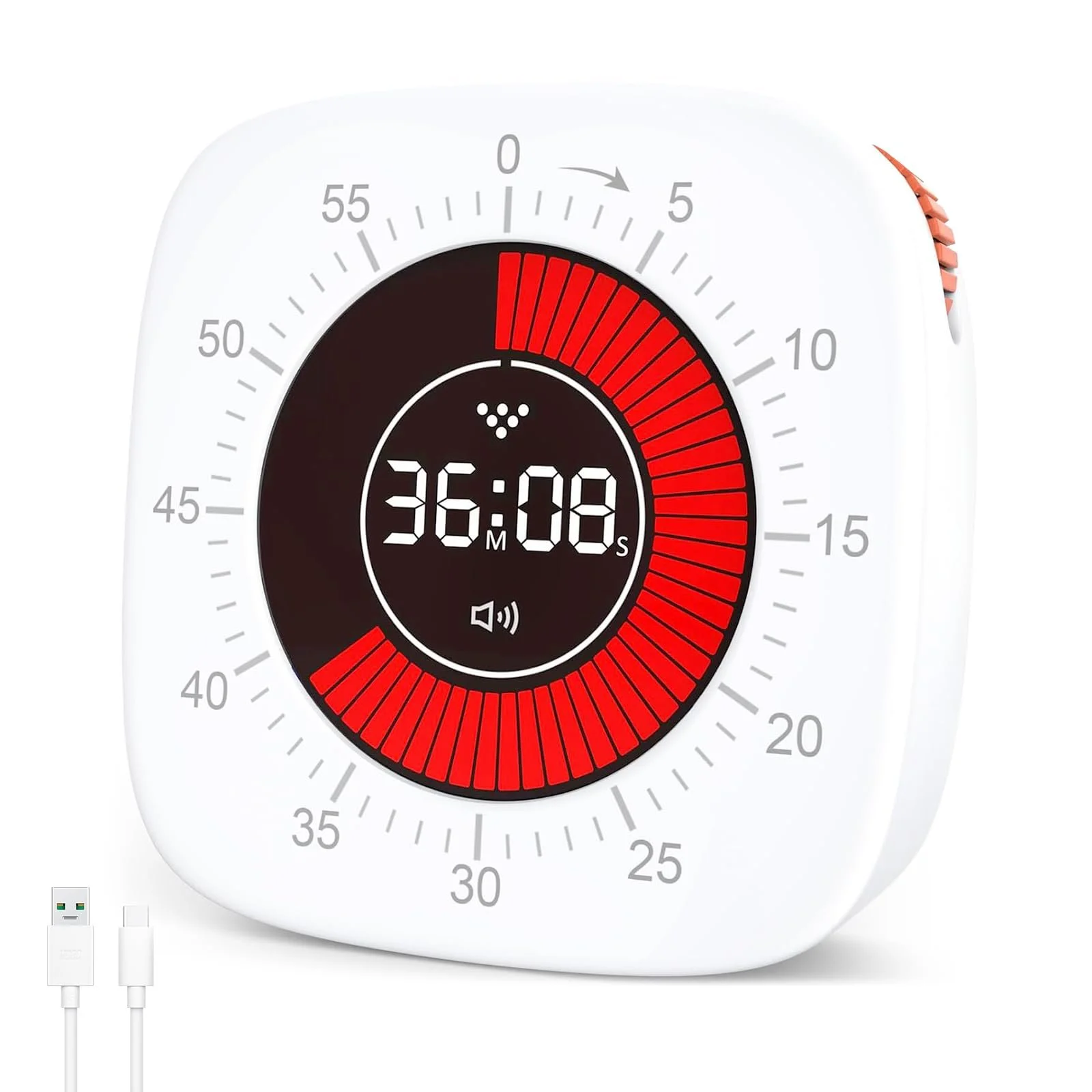 Визуальный таймер Cuteefun 60 минут аккумуляторный Pomodoro Mute & Vibrate, фото №1