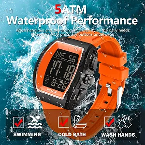 Часы мужские цифровые Findtime Tonneau тактические военные крупные цифры LED будильник календарь силиконовый ремешок synthetic.ua - Фото 1