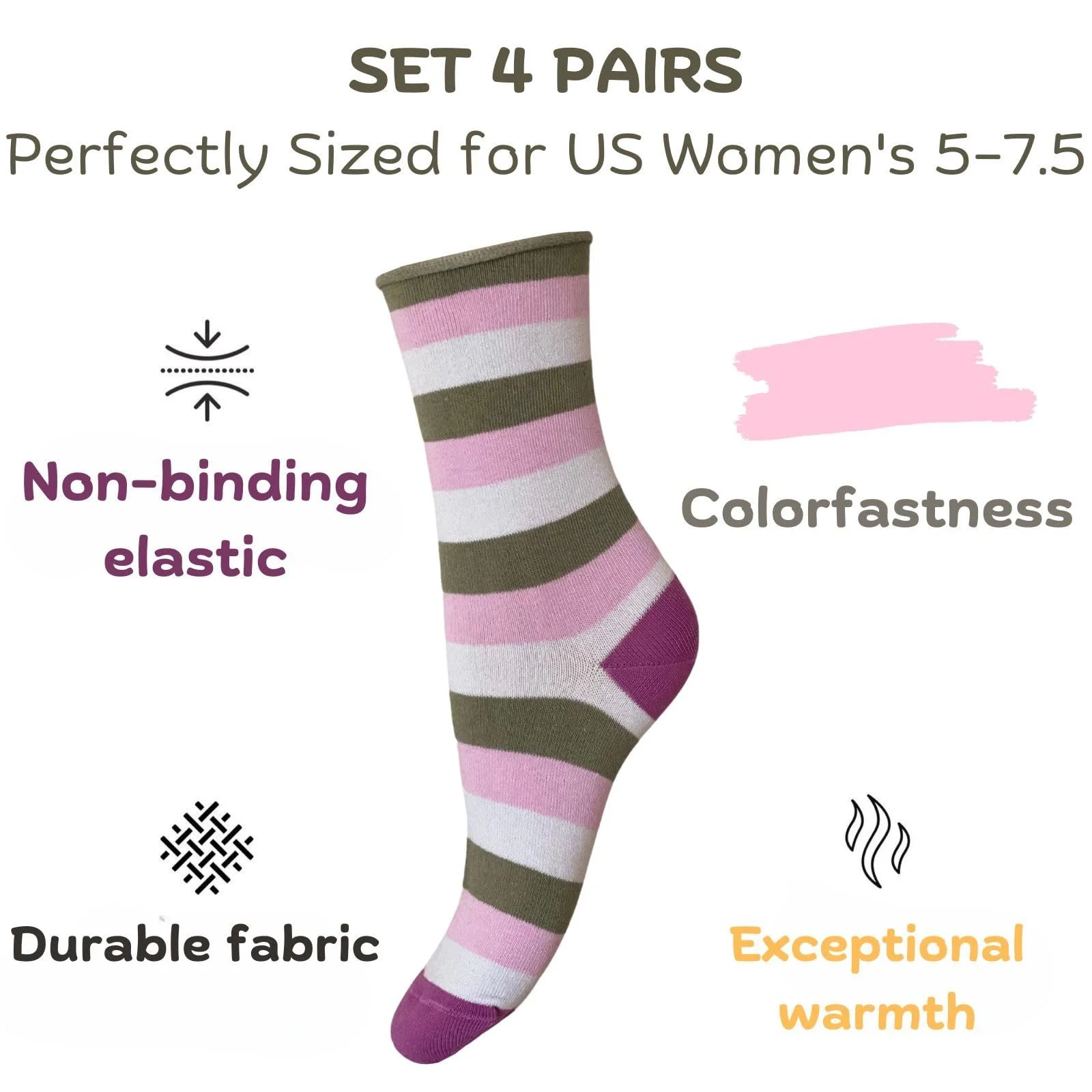 Носки CriCri Короткие женские носки из теплого хлопка без резинки, один размер - Сделано в Италии, фото №4