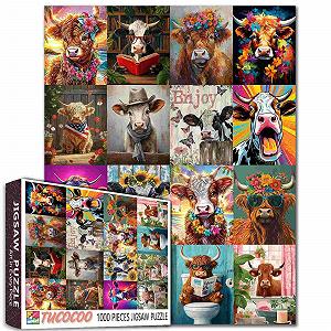 Пазл Farm Animals Black and White Cow Painting 1000 деталей, 50 x 70 cm, многоцветный - Фото 1