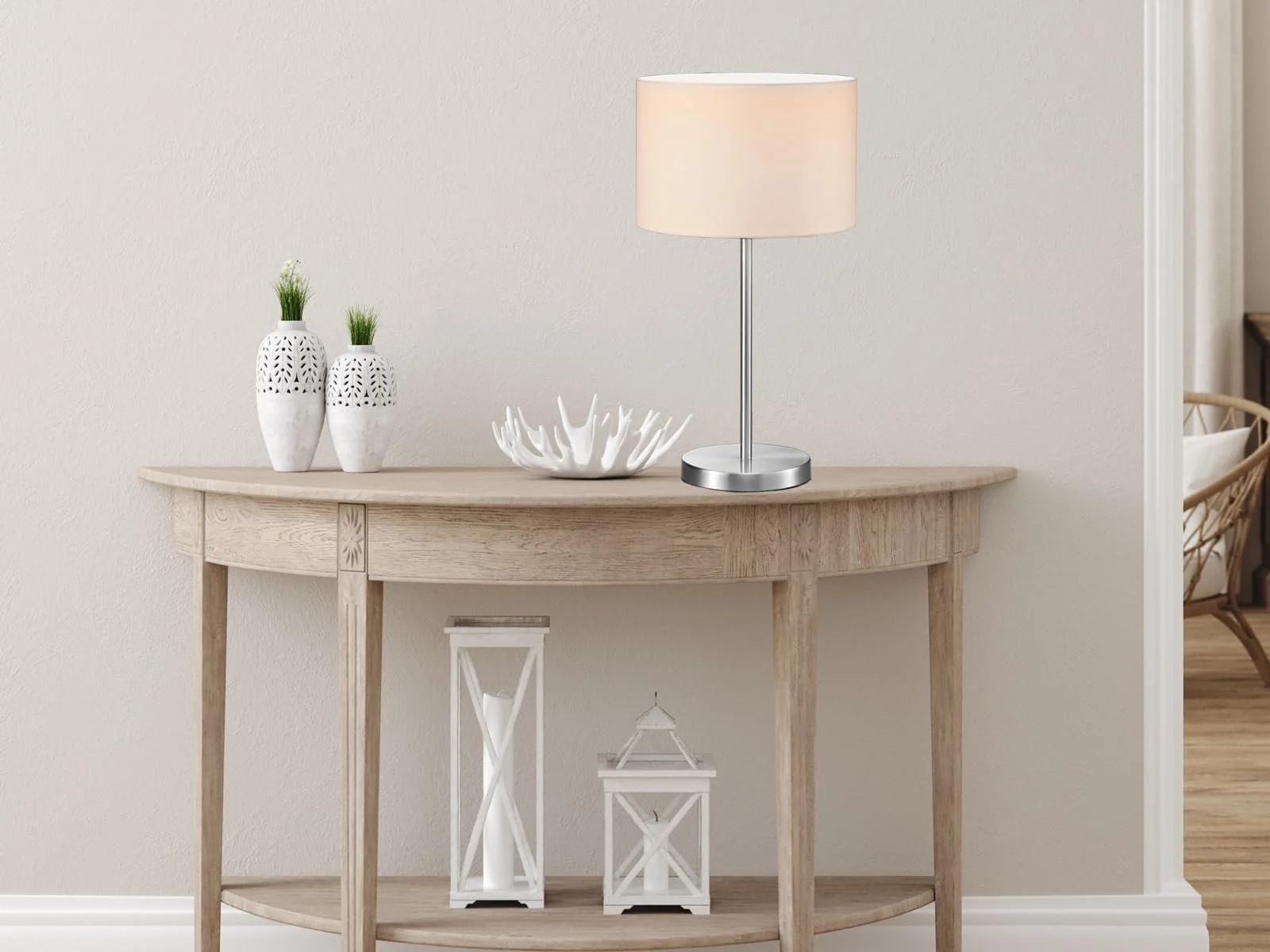 Настільна лампа meineWunschleuchte Large Matt Silver White 55 см, фото №6