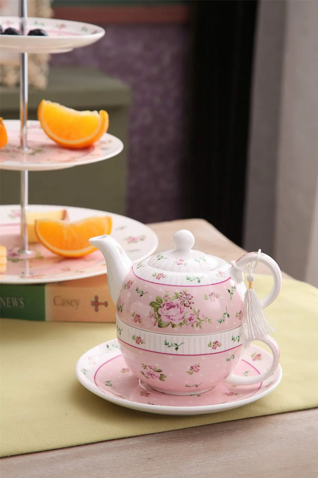 Чайник-заварник London Boutique Victoria Rose Фарфор з чашкою та блюдцем, фото №4