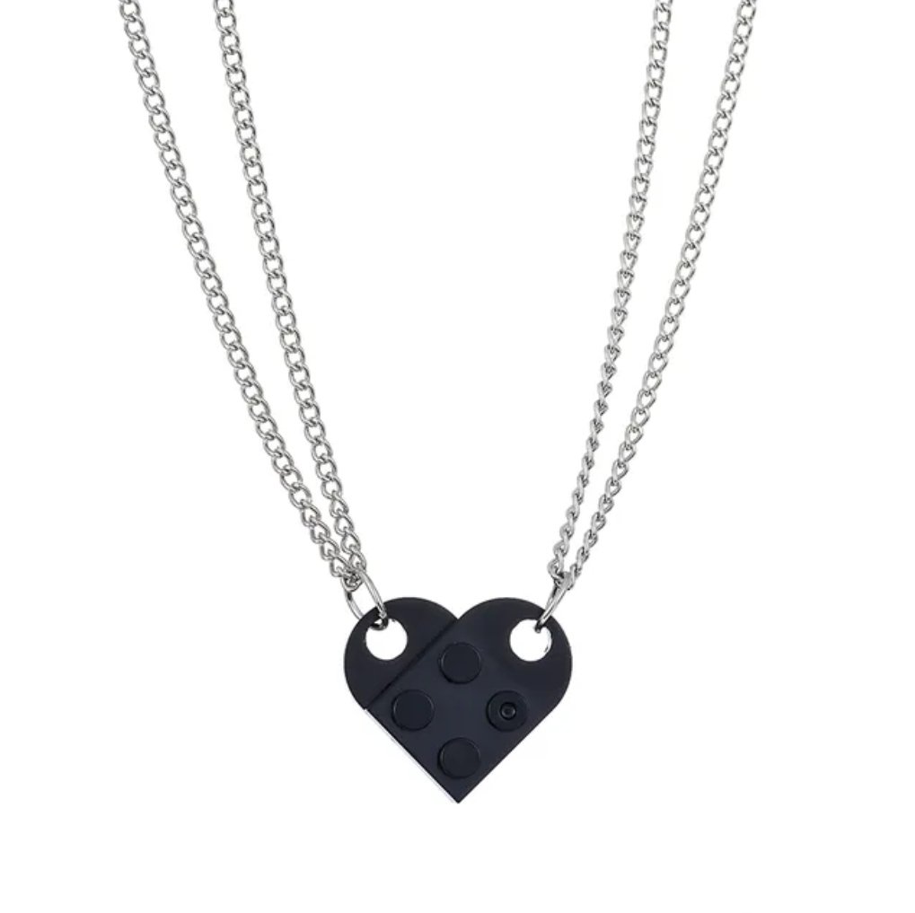 Парний чорний кулон на шию для закоханих Лего, фото №1