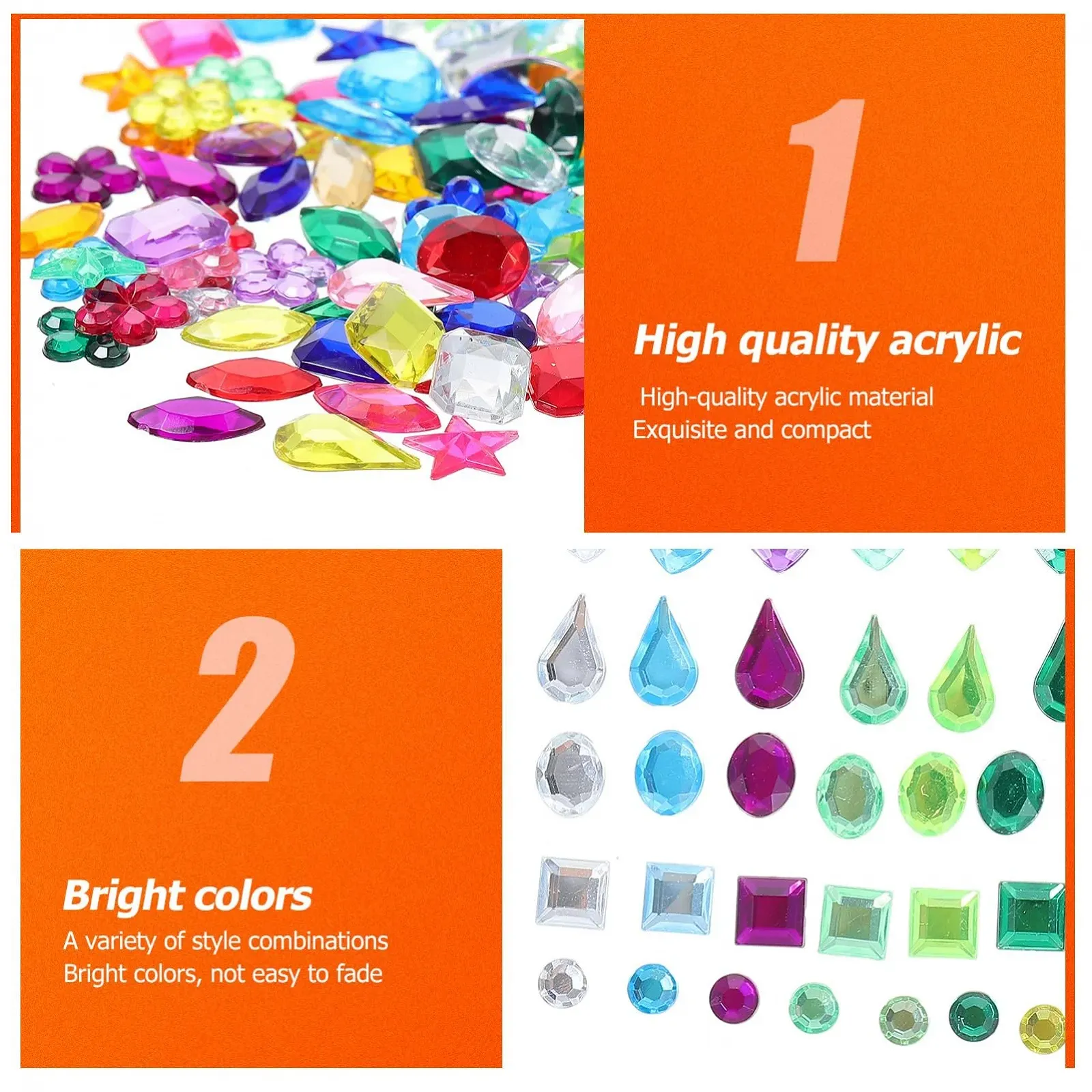 Стрази Healvian Серії 2 Sätze Acryl Bohrer Herz-strasssteine flatback, акрилові, flatback, для нігтів, фото №5