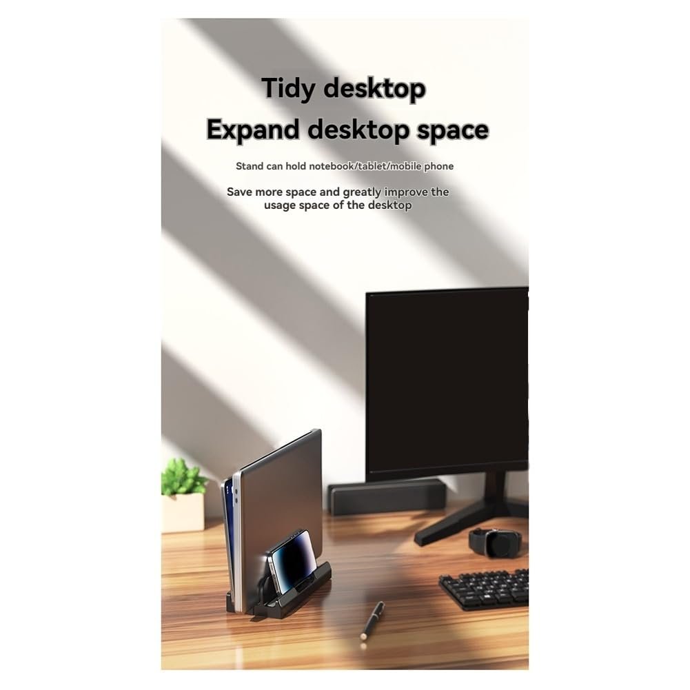 Вертикальная Подставка для Ноутбука Регулируемая 3-Слотная Подкладка для 16-Дюймового Ноутбука Улучшенная Стабильность B, фото №2