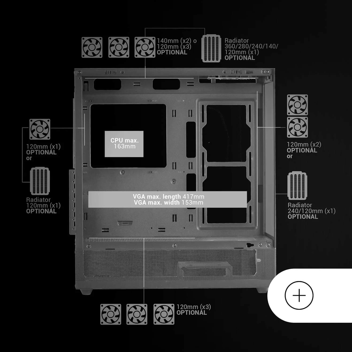 Ігровий корпус Mars Gaming MC-MARS Airtech Mesh Чорний, фото №5 Ігровий корпус Mars Gaming MC-MARS Airtech Mesh Чорний, фото №5