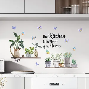 Наклейка на стіну Tanlaby Kitchen Flowers and Plants The Kitchen is the Heart of the House Peel and Stick synthetic.ua - Фото 1