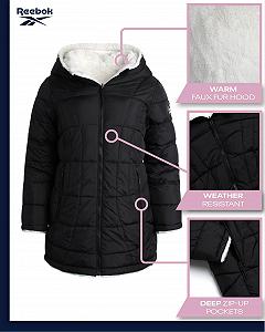 Женская зимняя куртка Reebok, двусторонняя стеганая synthetic.ua - Фото 1