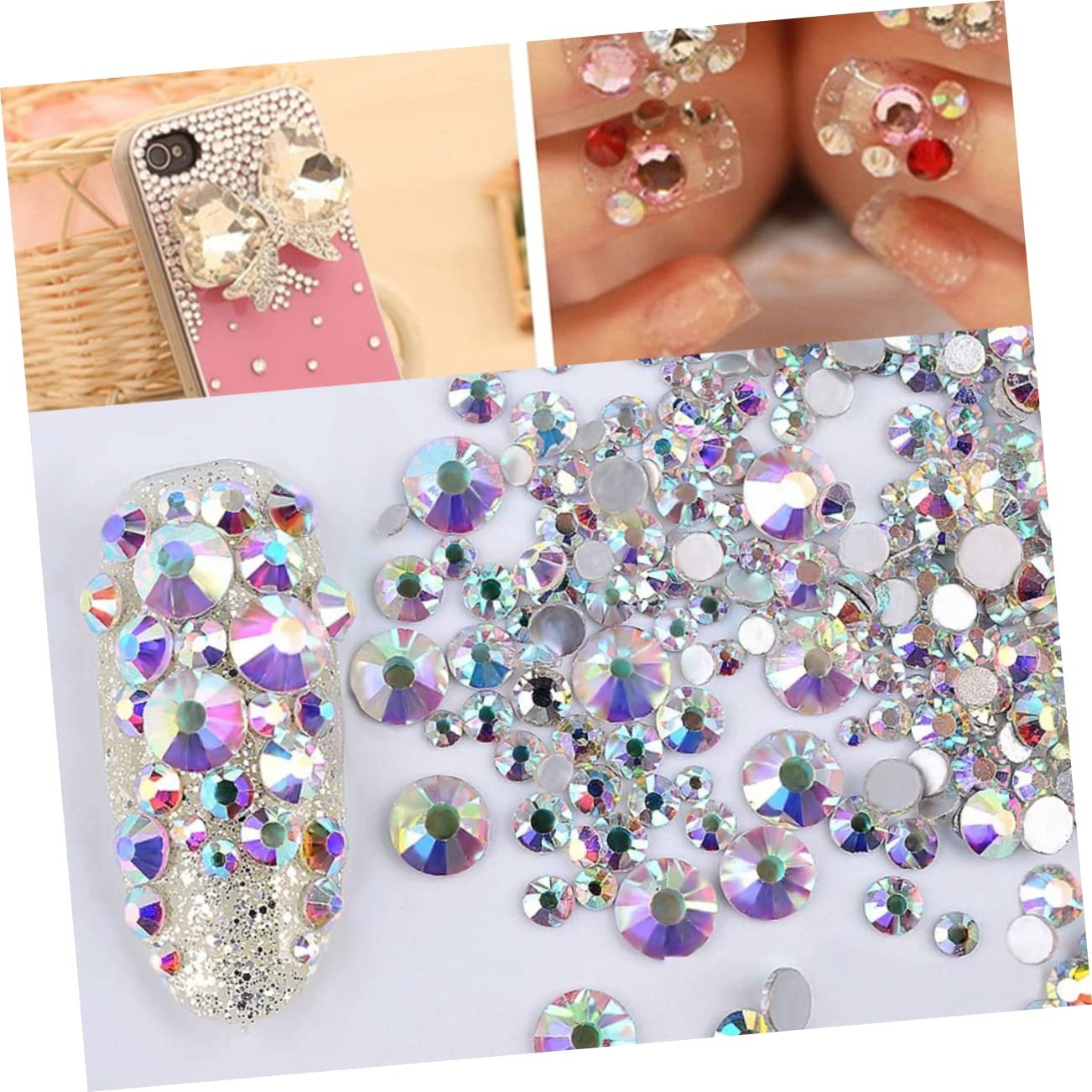 Стразы для ногтей FRCOLOR Kristall AB, 1440 шт, смешанные, плоские, для декорирования ногтей, блестки для УФ-геля, акриловых ногтей и лака для ногтей, фото №2