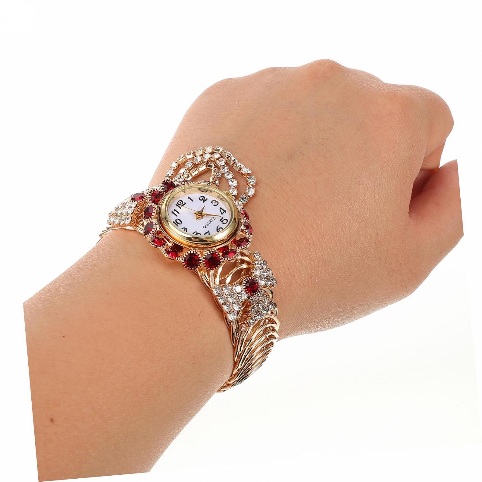 Женские часы Beaupretty Элегантные часы с ремешком из нержавеющей стали для особых случаев, темно-красный, легкий, фото №6