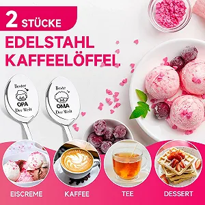 Ложка для кофе Лучшие в мире бабушка и дедушка серебристый, 2 шт synthetic.ua - Фото 1