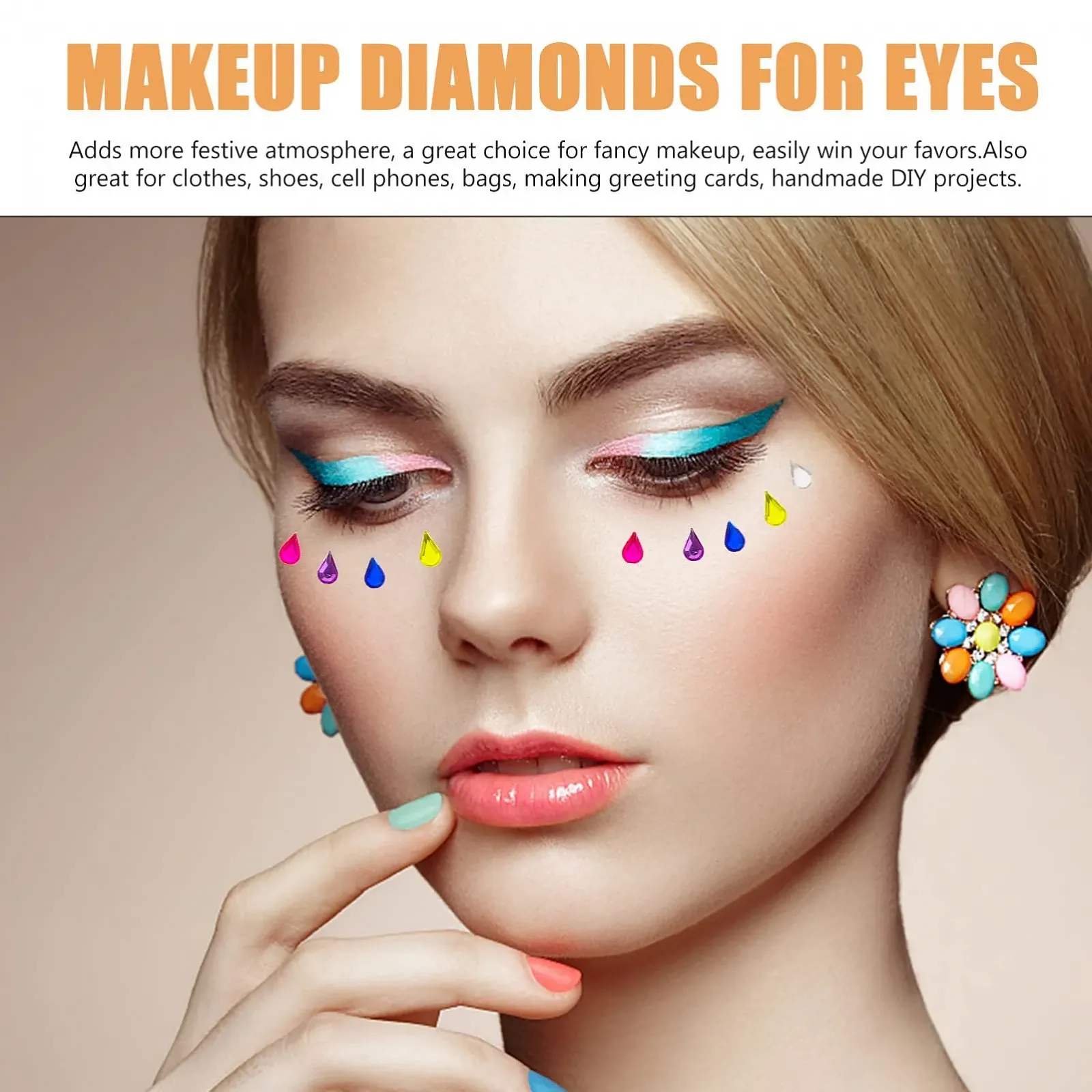 Стразы Самоклеящиеся FOMIYES 20 листов Разноцветные, фото №4