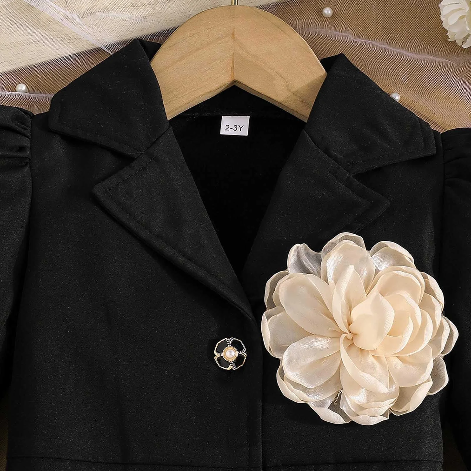 Стильная куртка-пеплум для девочек Generisch с цветочной вышивкой, для малышей и больших детей, праздничная одежда, фото №4